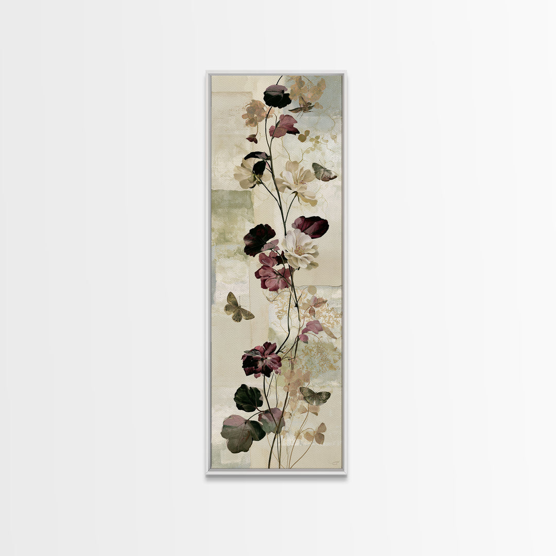 Botanical Collage with Butterflies and Old Paper Canvas Print, Eclectic Art, Wall Art, Living Room Decor, Fine Art, Eclectic, ECL-1x3-1