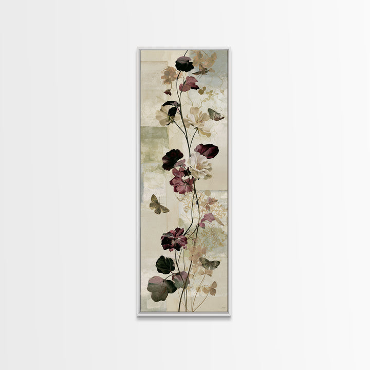 Botanical Collage with Butterflies and Old Paper Canvas Print, Eclectic Art, Wall Art, Living Room Decor, Fine Art, Eclectic, ECL-1x3-1