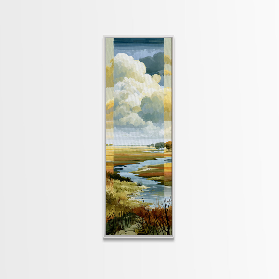 Playful Checkerboard Landscape Framed Canvas Print, Eclectic Art, Large Wall Art, Living Room Decor, Fine Art, Eclectic, ECL-1x3-45