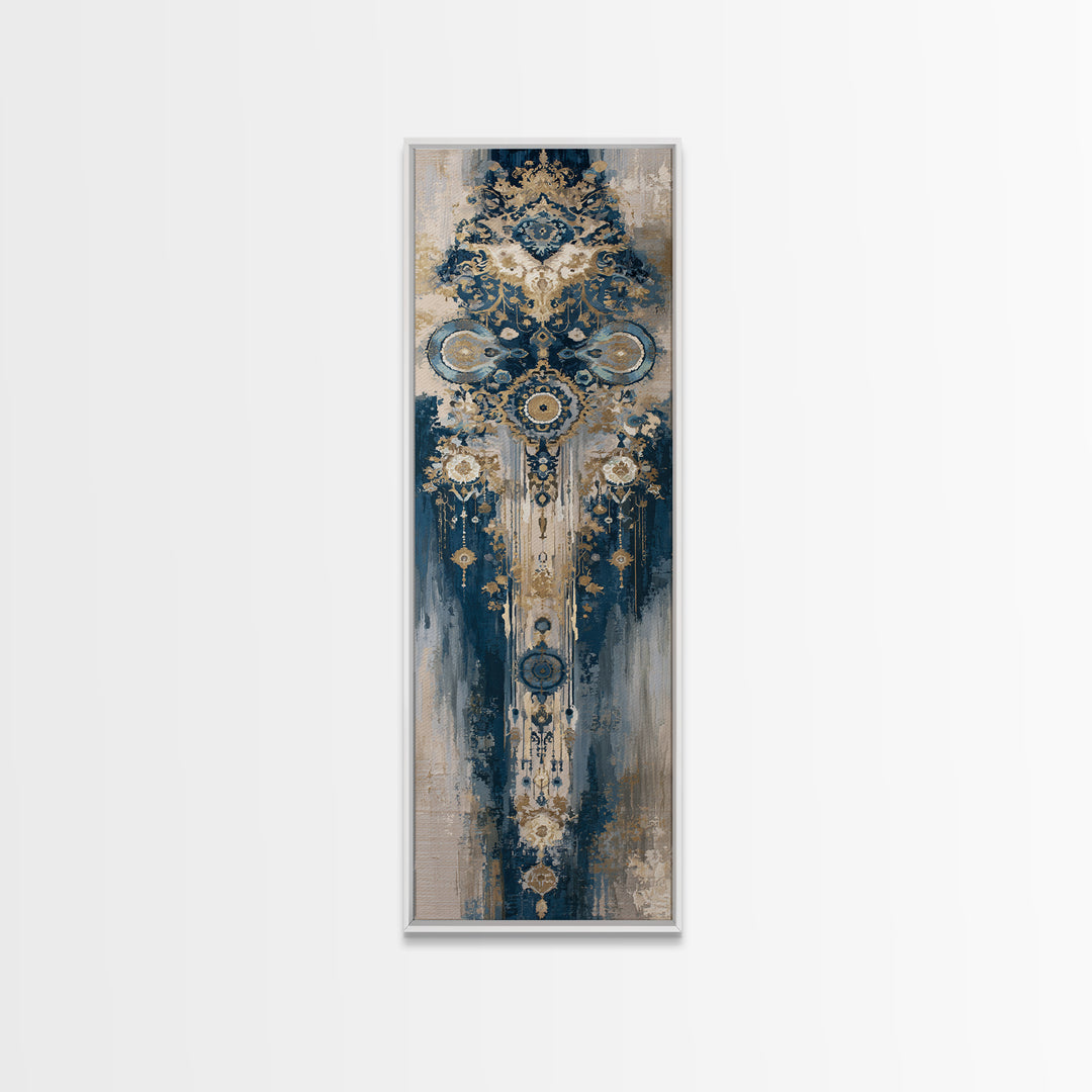 Layered Tapestry Pattern Framed Canvas Print, Eclectic Art, Dopamine Decor, Living Room Decor, Eclectic, Minimalist Decor, ECL-1x3-52