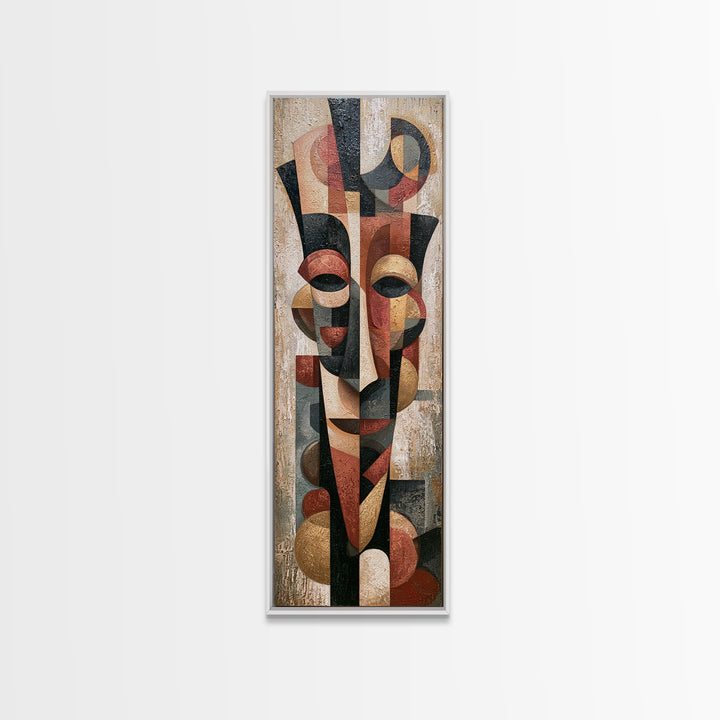 Abstract Mask with Playful Textures Canvas Print, Eclectic Art, Fine Art Print, Living Room Decor, Fine Art, Eclectic, ECL-1x3-56