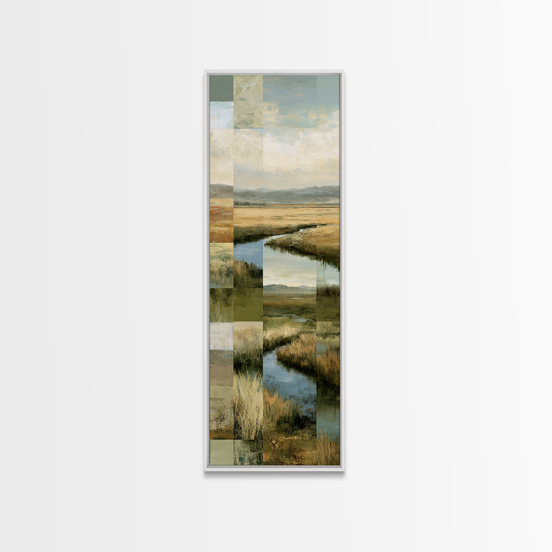 Bohemian Patchwork Landscape Canvas Print, Eclectic Art, Unique Wall Art, Living Room Decor, Fine Art, Eclectic, Home Decor, ECL-1x3-60