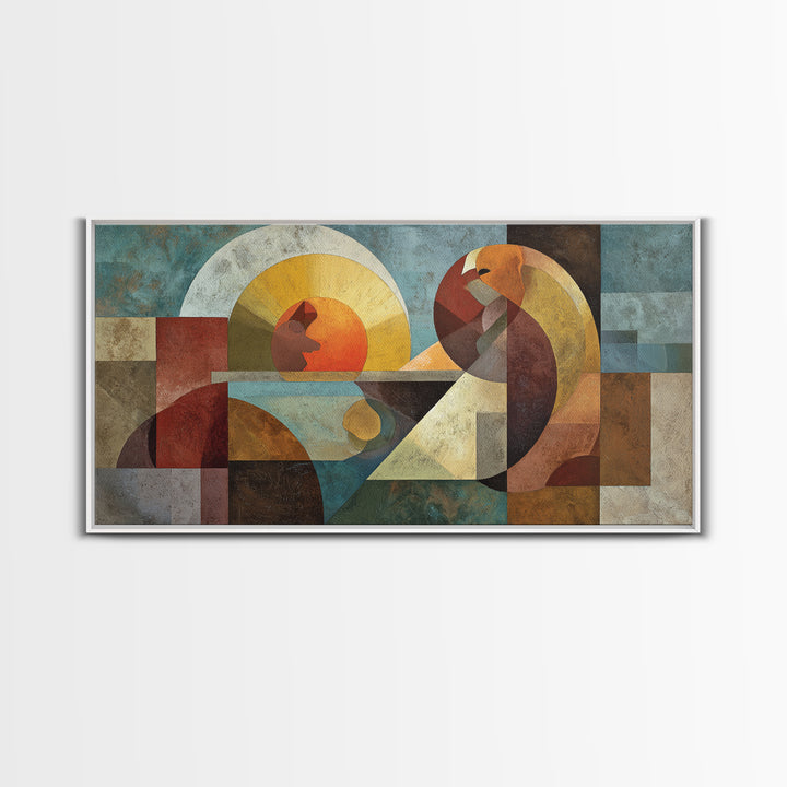Playful Checkerboard Landscape Framed Canvas Print, Eclectic Art, Printable Art, Living Room Decor, Fine Art, Eclectic, ECL-2x1-29