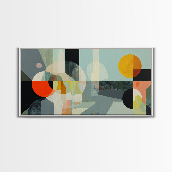 Geometric Sun and Hand Motif Framed Canvas Print, Eclectic Art, Digital Prints, Living Room Decor, Abstract Art, Eclectic, ECL-2x1-35
