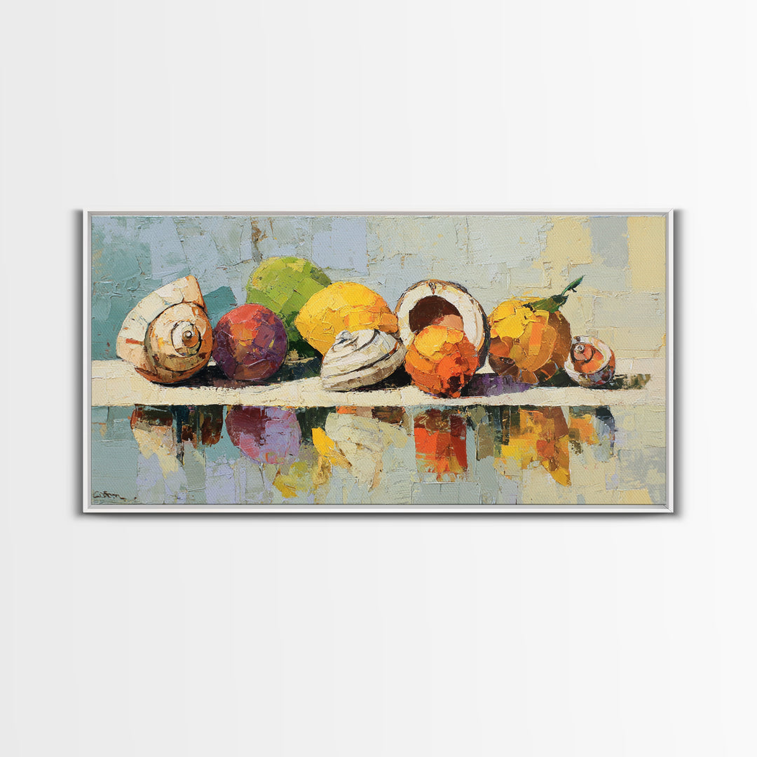 Unexpected Lobster and Lemons Still Life Framed Canvas Print, Eclectic Art, Living Room Decor, Watercolor Art, Eclectic, ECL-2x1-38
