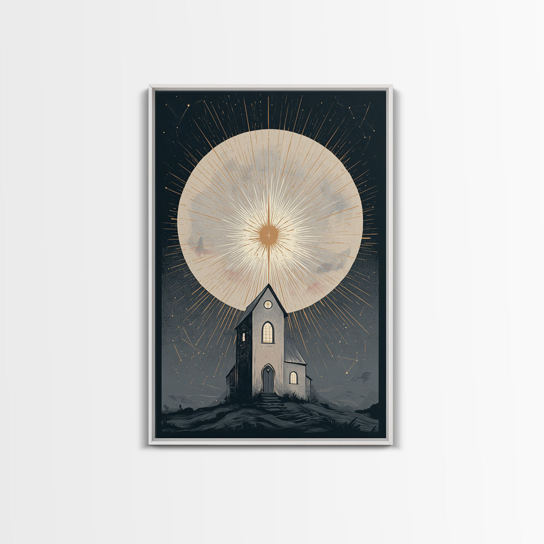 Folk Art House Canvas Print, Eclectic Art, Digital Print, Living Room Decor, Eclectic, Fine Art Print, Statement Artwork, ECL-2x3-15