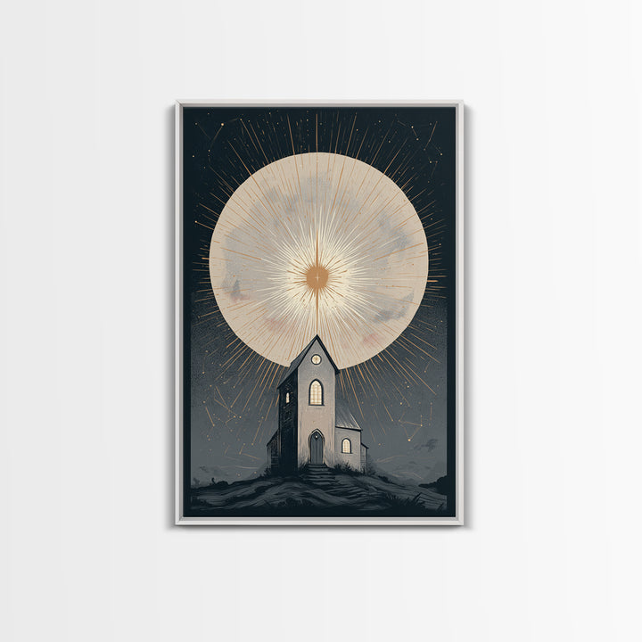 Folk Art House Canvas Print, Eclectic Art, Digital Print, Living Room Decor, Eclectic, Fine Art Print, Statement Artwork, ECL-2x3-15