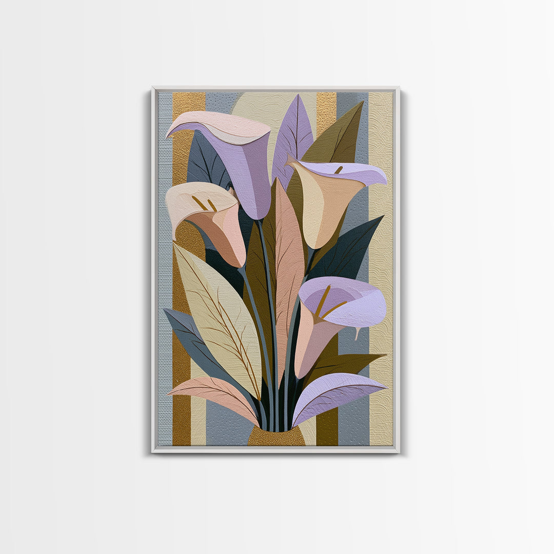 Retro Futurist Vase of Flowers Framed Canvas Print, Eclectic Art, Printables, Living Room Decor, Eclectic, Boho Wall Art, ECL-2x3-18