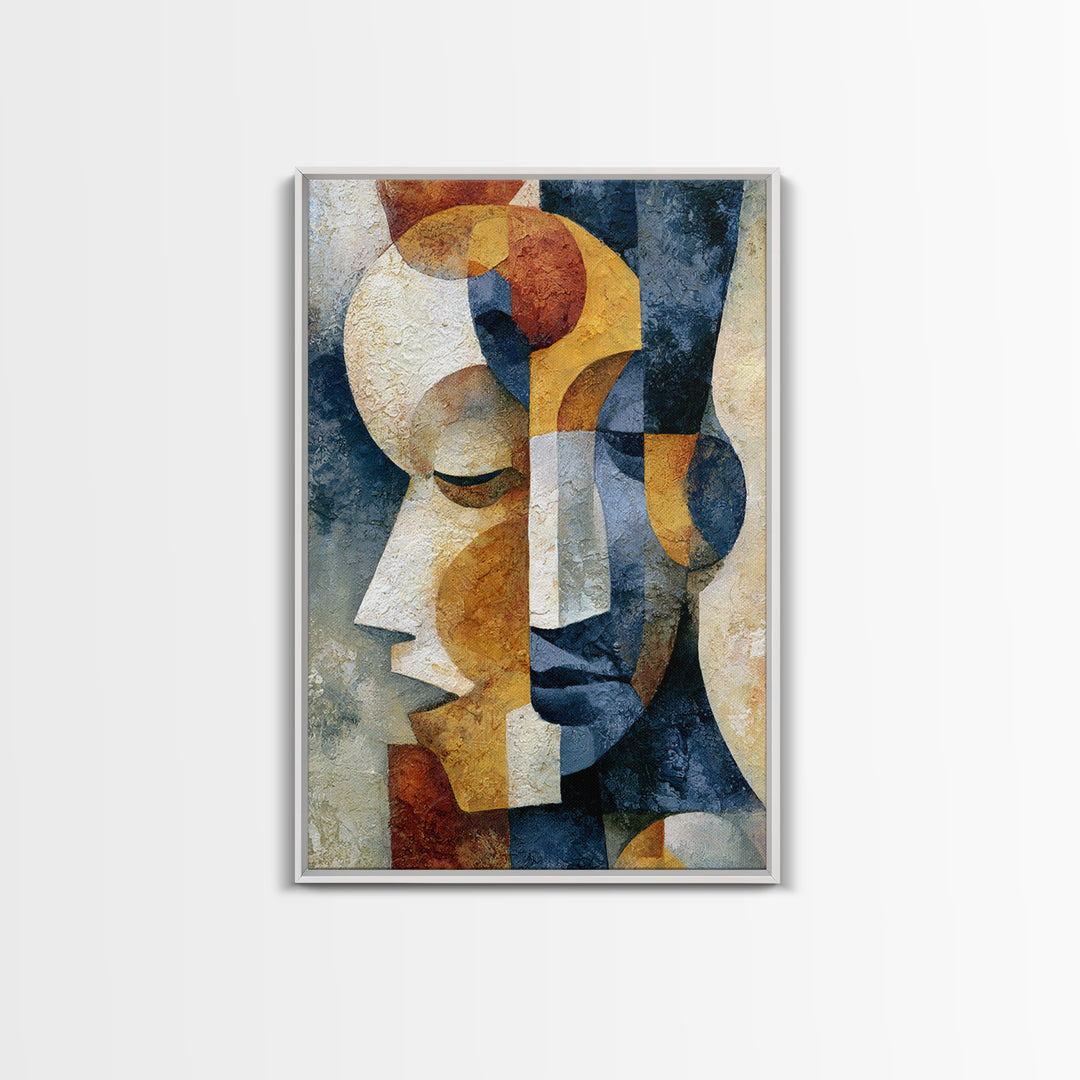 Abstract Mask with Playful Textures Framed Canvas Print, Eclectic Art, Boho, Living Room Decor, Abstract Art, Eclectic, ECL-2x3-4