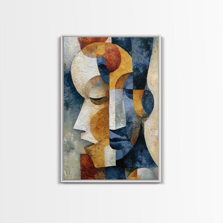 Abstract Mask with Playful Textures Framed Canvas Print, Eclectic Art, Boho, Living Room Decor, Abstract Art, Eclectic, ECL-2x3-4