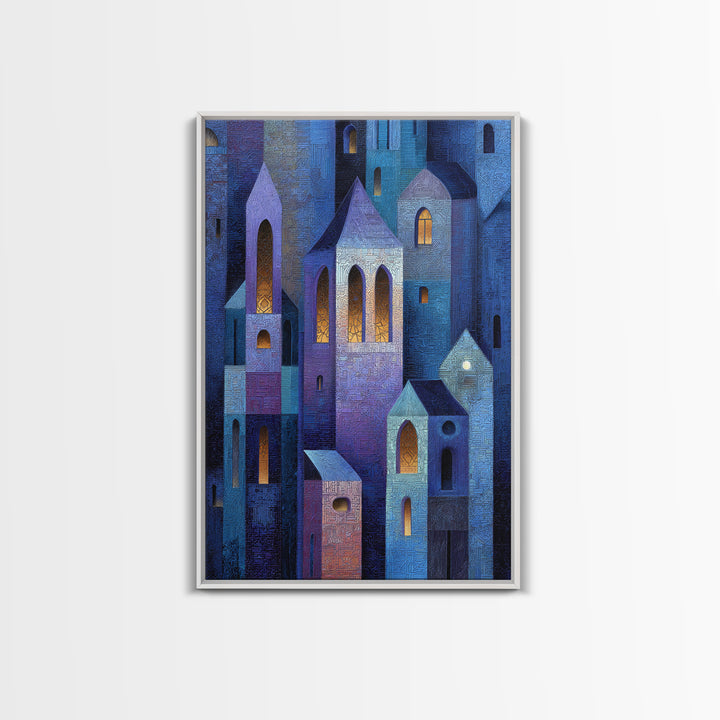 Bohemian Patchwork Landscape Framed Canvas Print, Eclectic Art, Boho, Living Room Decor, Fine Art, Eclectic, Unique Wall Art, ECL-2x3-56