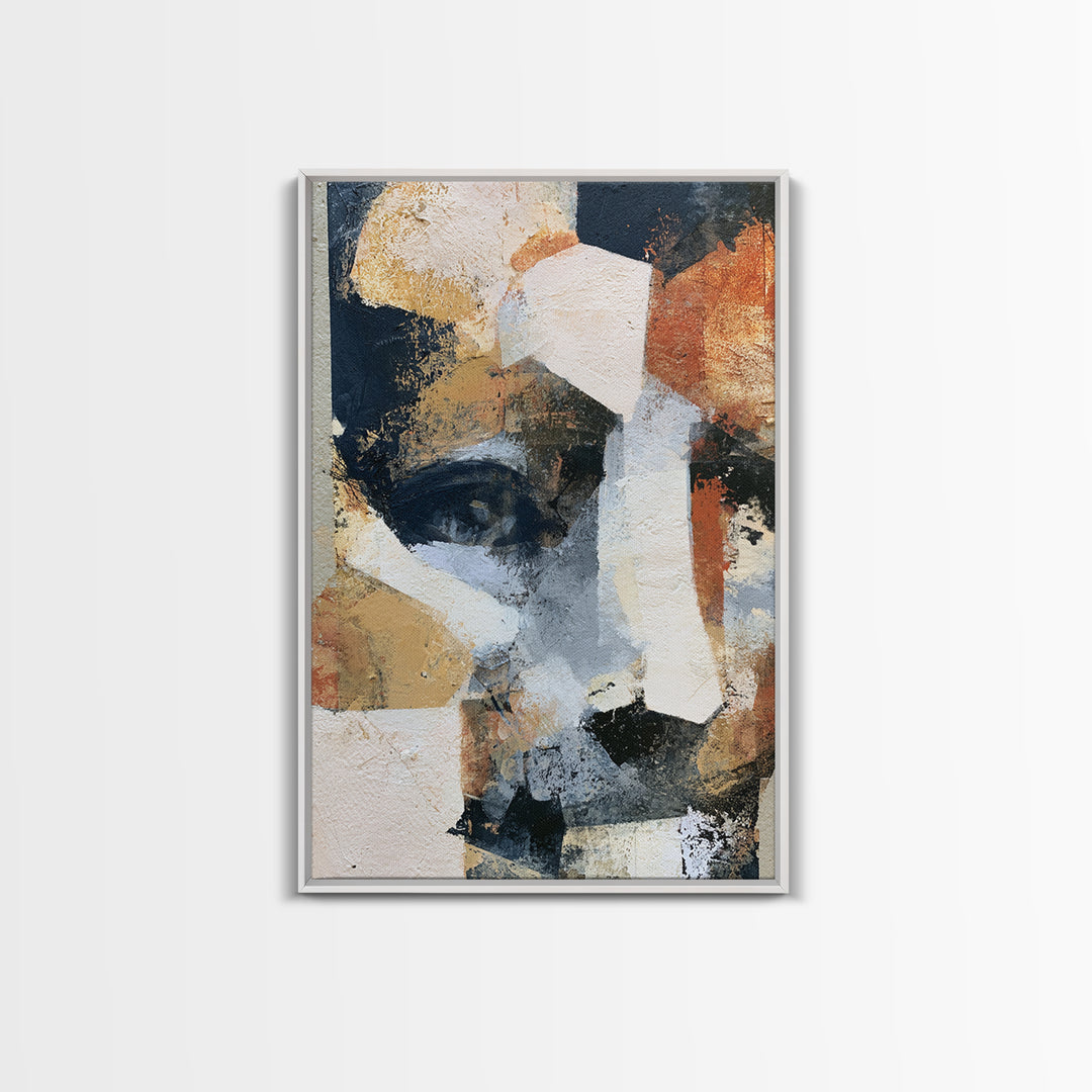 Abstract Mask with Playful Textures Framed Canvas Print, Eclectic Art, Art, Living Room Decor, Abstract Art, Eclectic, ECL-2x3-76