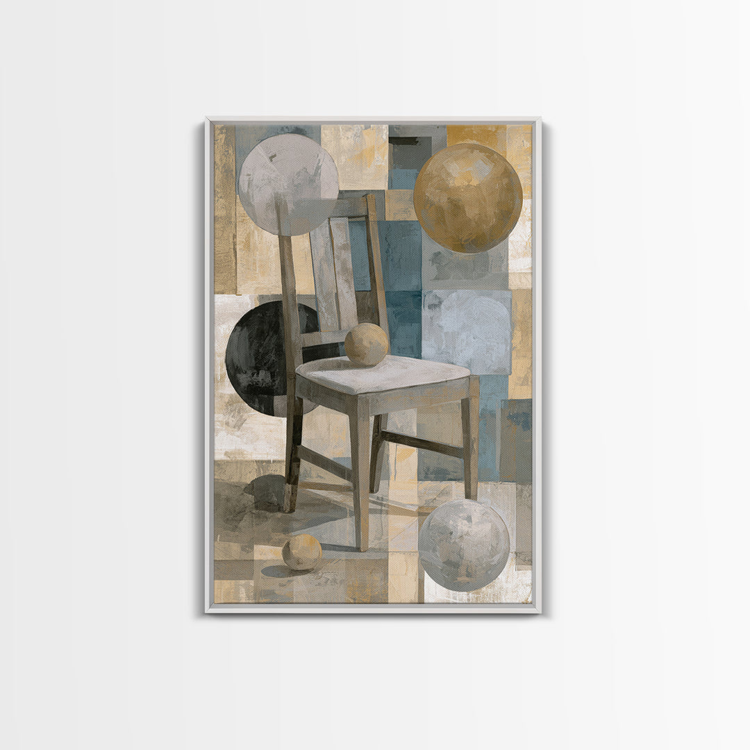 Whimsical Chair Still Life Framed Canvas Print, Eclectic Art, Living Room Decor, Fine Art, Eclectic, Textured Painting, ECL-2x3-94