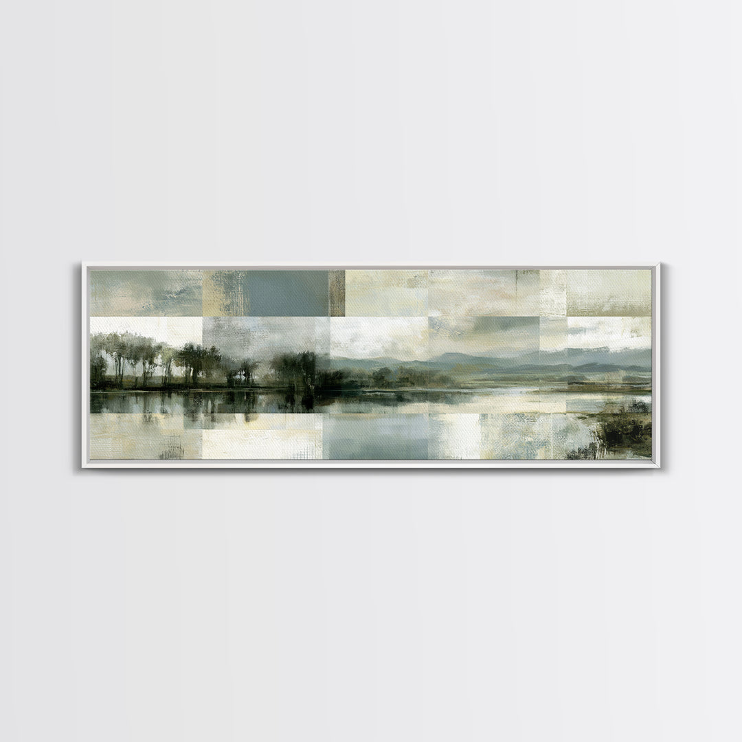 Bohemian Patchwork Landscape Canvas Print, Eclectic Art, Fine Art Print, Living Room Decor, Oil Painting, Eclectic, ECL-3x1-40