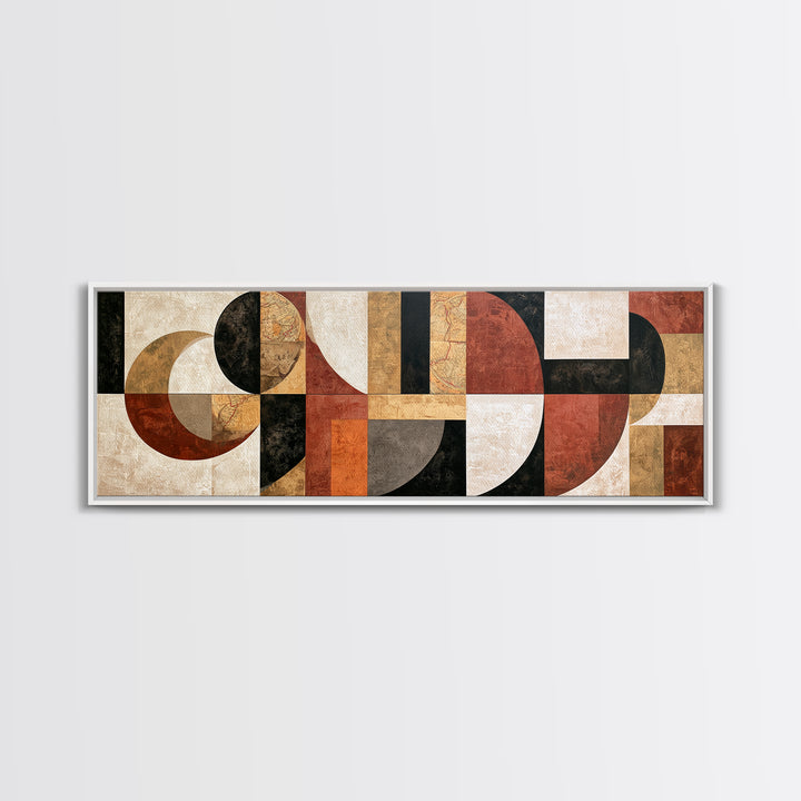 Abstract Shapes Layered Framed Canvas Print, Eclectic Art, Statement Artwork, Living Room Decor, Abstract Art, Eclectic, ECL-3x1-44