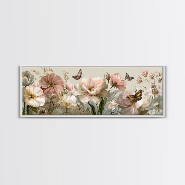 Botanical Collage with Butterflies and Old Paper Canvas Print, Eclectic Art, Contemporary Art, Living Room Decor, Eclectic, ECL-3x1-53
