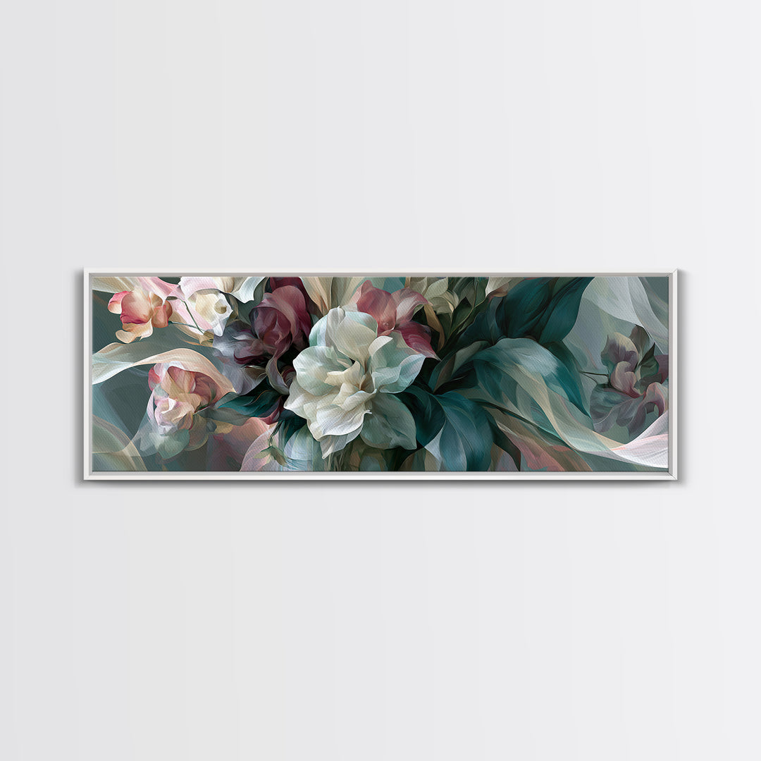 Retro Futurist Vase of Flowers Canvas Print, Eclectic Art, Luxury Decor, Living Room Decor, Oil Painting, Eclectic, Art Print, ECL-3x1-98