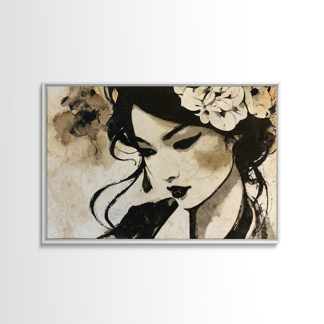 Mixed Media Woman Canvas Print, Eclectic Art, Wall Art, Living Room Decor, Oil Painting, Eclectic, Printables, ECL-3x2-12