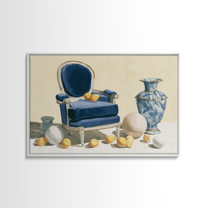 Whimsical Chair Still Life Framed Canvas Print, Eclectic Art, Living Room Decor, Fine Art, Eclectic, Textured Painting, ECL-3x2-18