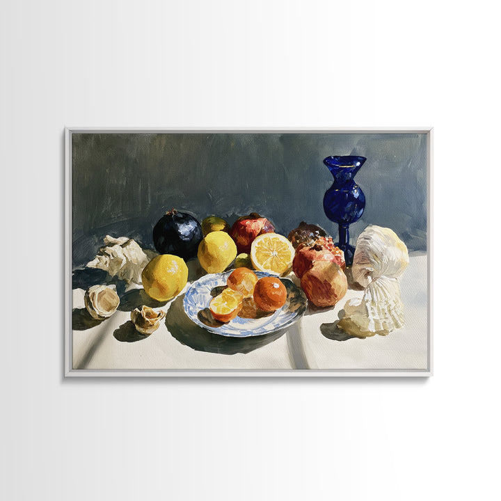 Bold Maximalist Still Life Framed Canvas Print, Eclectic Art, Oil Painting, Living Room Decor, Eclectic, Dopamine Decor, ECL-3x2-31
