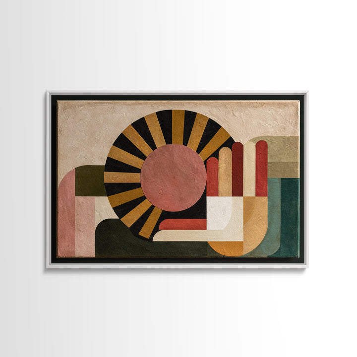 Geometric Sun and Hand Motif Canvas Print, Eclectic Art, Printable Art, Living Room Decor, Eclectic, Statement Artwork, ECL-3x2-43