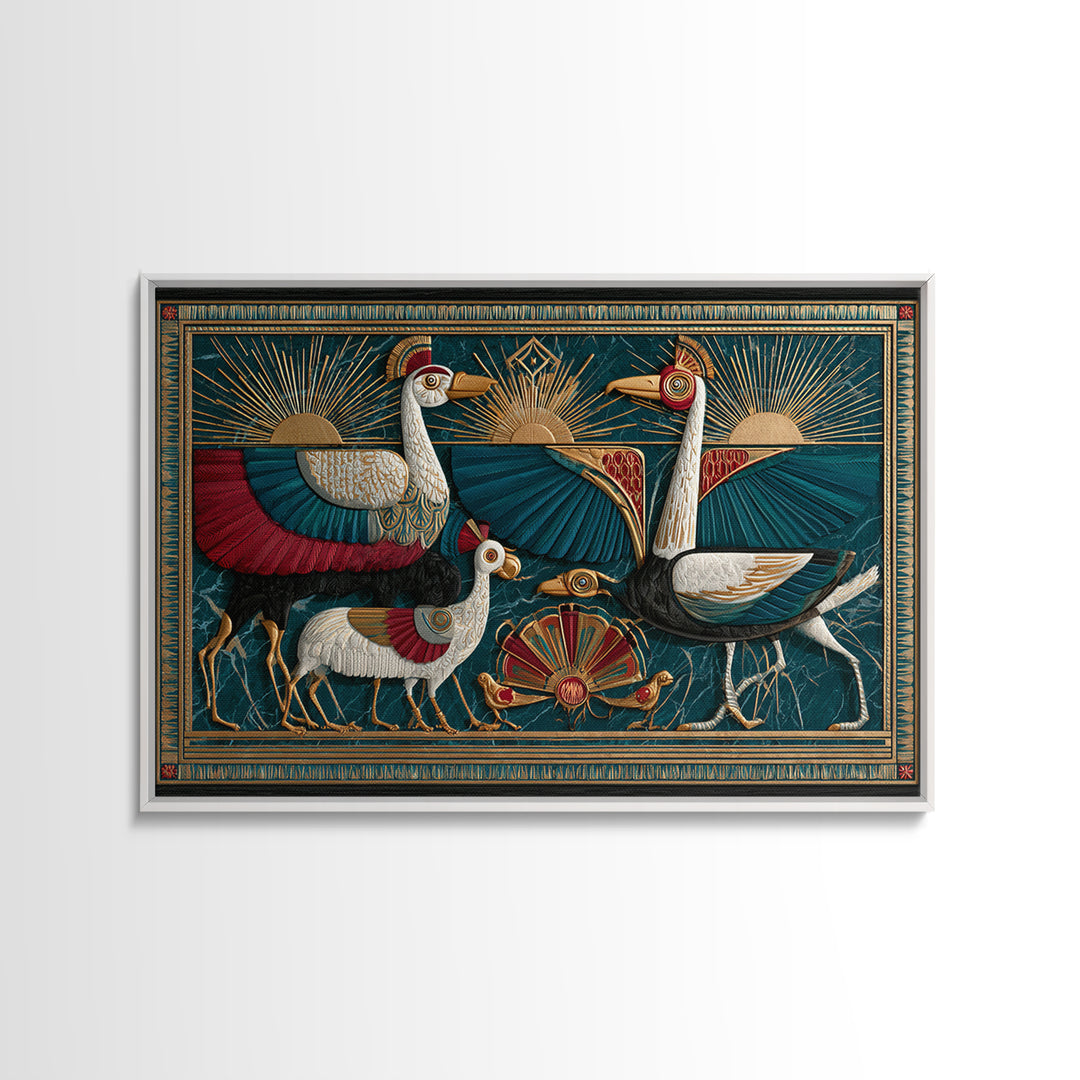 Folk Animal Parade Canvas Print, Eclectic Art, Digital Prints, Living Room Decor, Eclectic, Original Art, Abstract Art, ECL-3x2-49