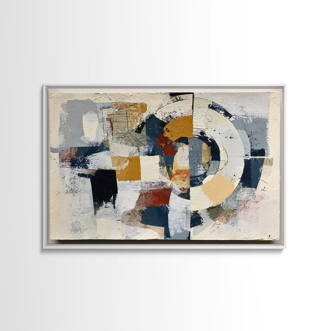 Abstract Shapes Layered Framed Canvas Print, Eclectic Art, Contemporary Art, Living Room Decor, Fine Art, Eclectic, ECL-3x2-8