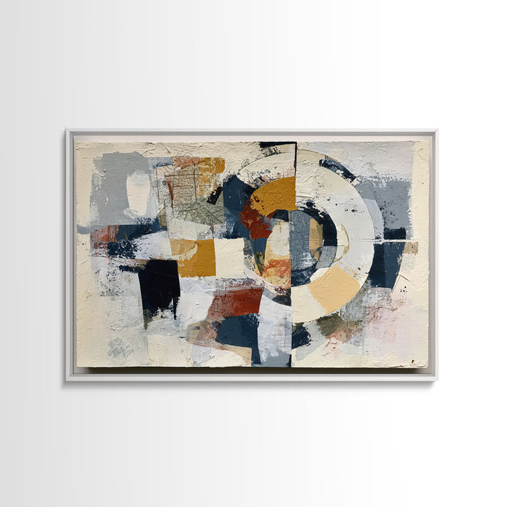 Abstract Shapes Layered Framed Canvas Print, Eclectic Art, Contemporary Art, Living Room Decor, Fine Art, Eclectic, ECL-3x2-8
