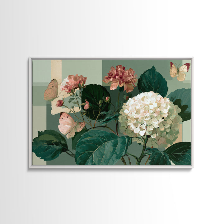 Botanical Collage with Butterflies and Old Paper Canvas Print, Eclectic Art, Printable, Living Room Decor, Fine Art, Eclectic, ECL-3x2-89
