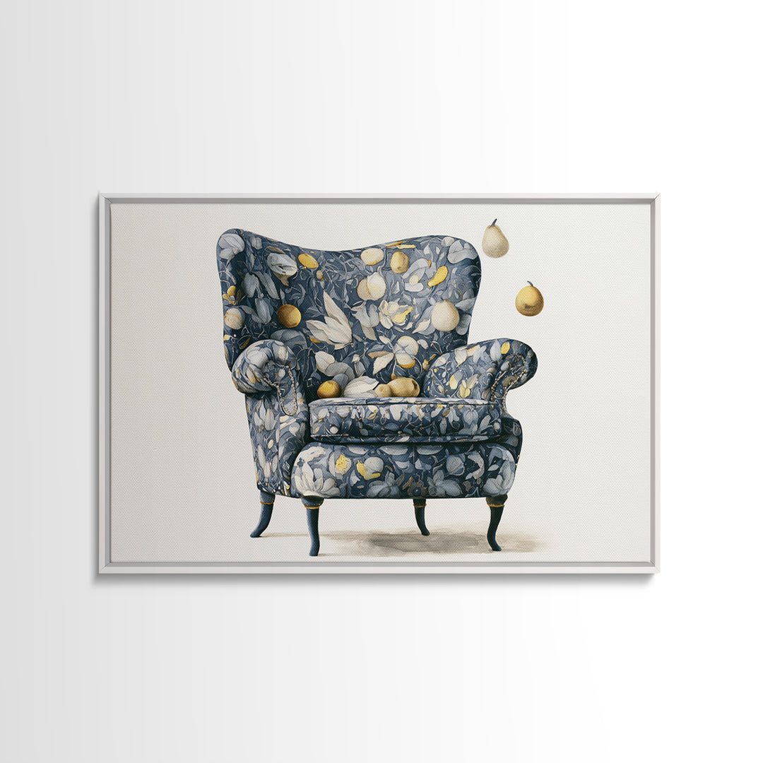 Whimsical Chair Still Life Framed Canvas Print, Eclectic Art, Luxury Decor, Living Room Decor, Fine Art, Eclectic, Art Print, ECL-3x2-90