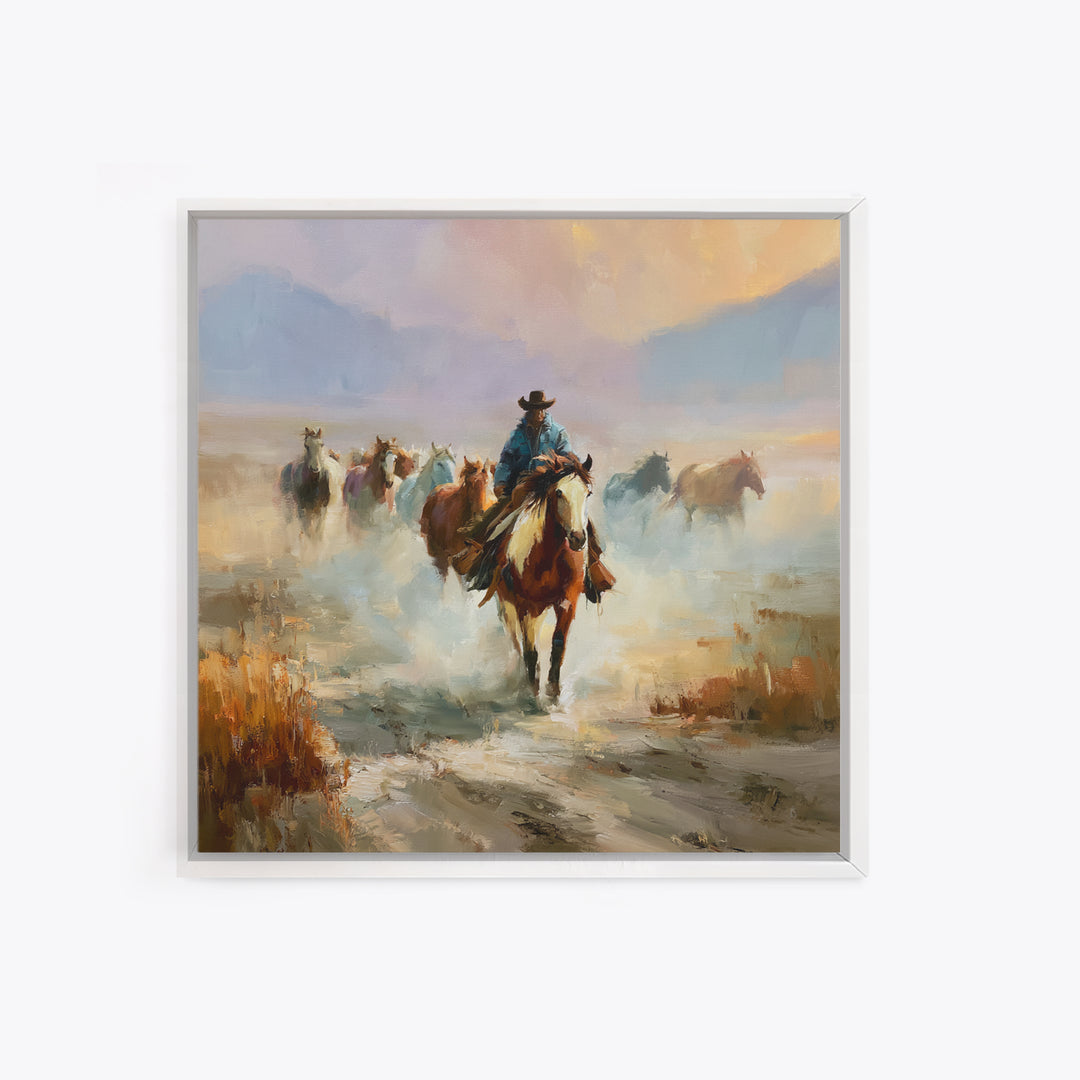 Wild Mustang Herd Crossing Desert Plains Canvas Print, Equestrian Art, Printable Art, Living Room Decor, Equestrian, EQU-1x1-56