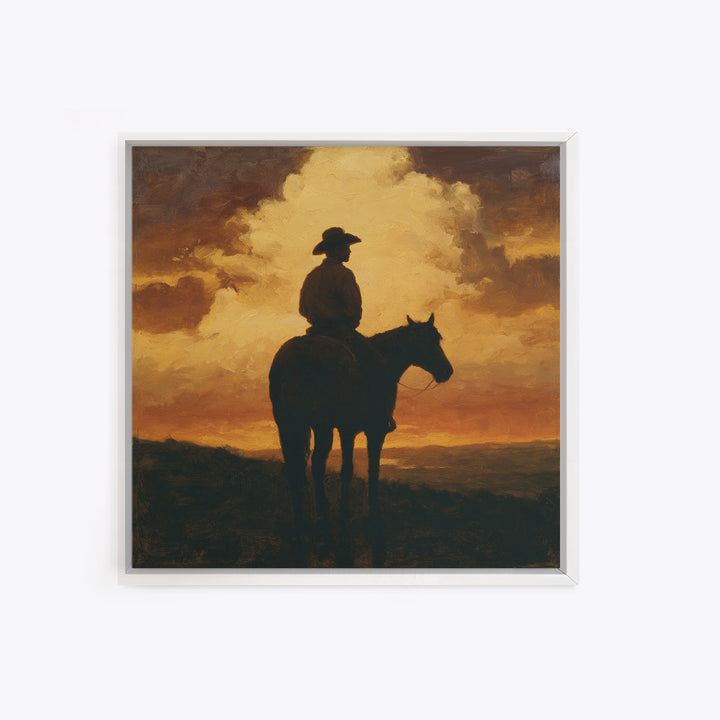 Equestrian Rider Silhouette at Sunrise Canvas Print, Equestrian Art, Wall Art, Living Room Decor, Fine Art, Equestrian, EQU-1x1-99