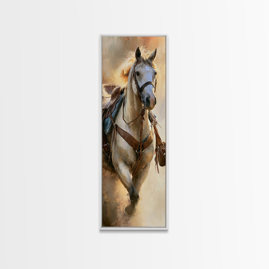 Dressage Horse in Refined Classical Pose Canvas Print, Equestrian Art, Green Wall Art, Living Room Decor, Fine Art, Equestrian, EQU-1x3-22