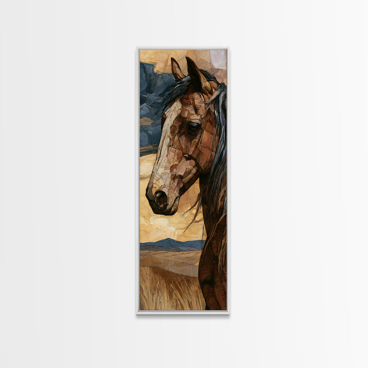 Horse Head Rendered Canvas Print, Equestrian Art, Art Print, Living Room Decor, Abstract Art, Equestrian, Large Wall Art, EQU-1x3-90