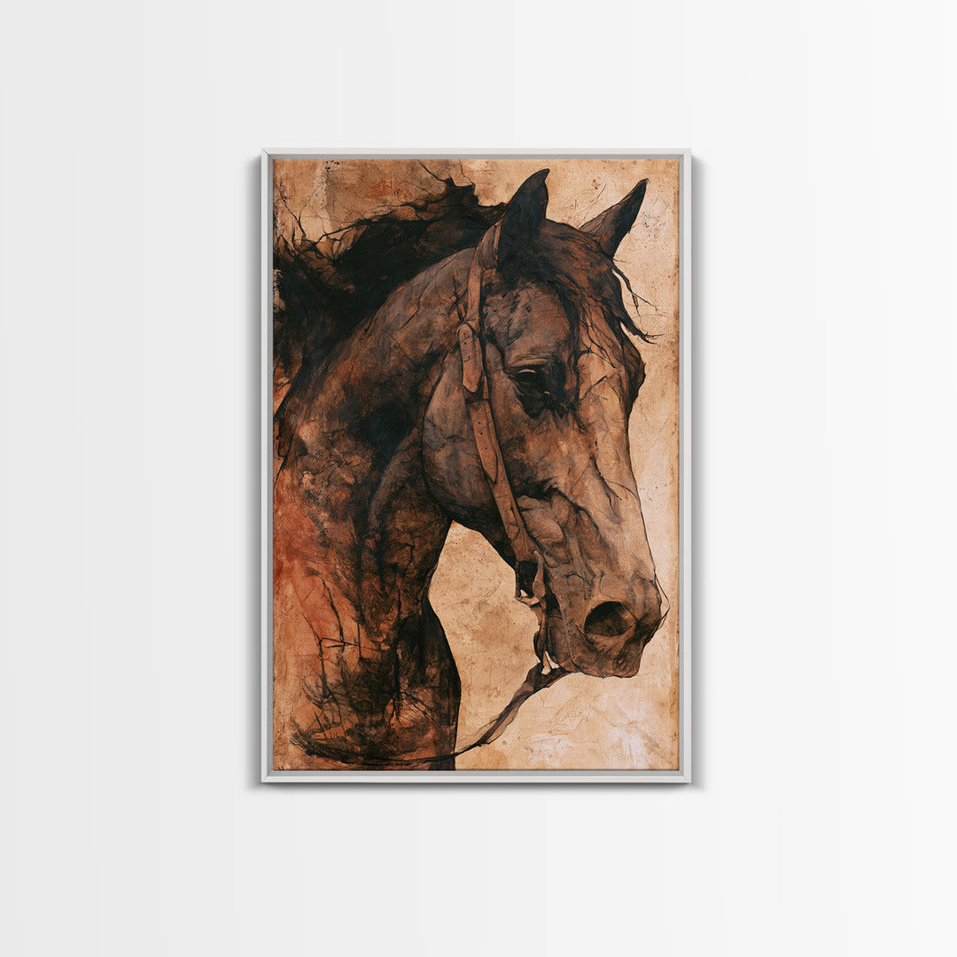 Horse Head Rendered Canvas Print, Equestrian Art, Art Print, Living Room Decor, Abstract Art, Equestrian, Large Wall Art, EQU-2x3-14