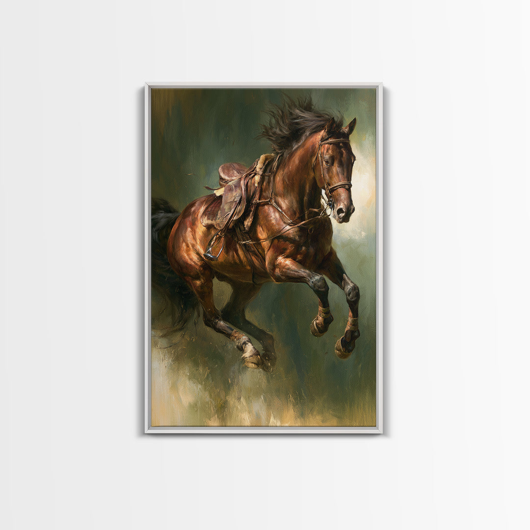 Show Jumping Horse Mid Leap Canvas Print, Equestrian Art, Gallery Decor, Living Room Decor, Fine Art, Equestrian, EQU-2x3-15
