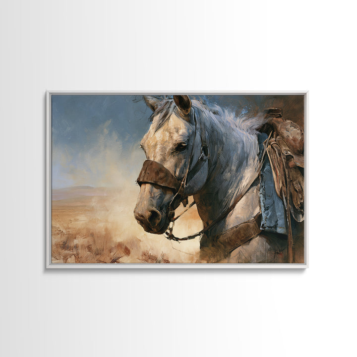 Horse Head Rendered Framed Canvas Print, Equestrian Art, Farmhouse Decor, Living Room Decor, Equestrian, French Country Decor, EQU-3x2-10