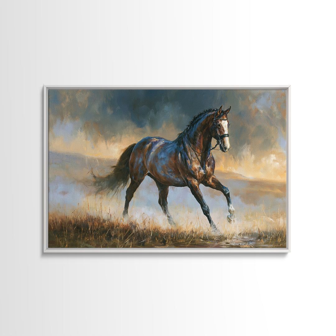 Dressage Horse in Refined Classical Pose Canvas Print, Equestrian Art, Living Room Decor, Equestrian, Farmhouse Wall Art, EQU-3x2-38