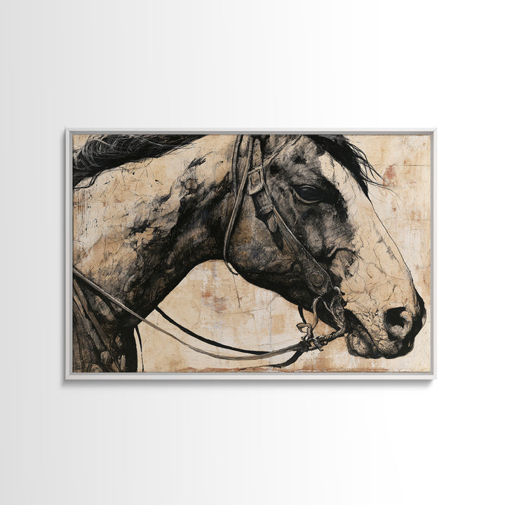Horse Head Rendered Canvas Print, Equestrian Art, Western Decor, Living Room Decor, Abstract Art, Equestrian, EQU-3x2-58
