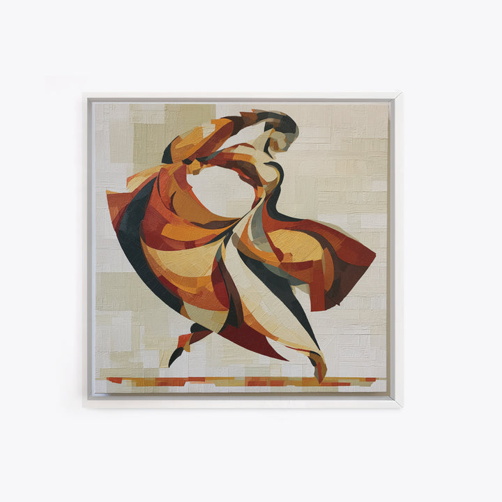 Dancer Figure Fractured into Vibrant Movement Canvas Print, Expressionist Art, Colorful Wall Art, Living Room Decor, Expression, EXP-1x1-100