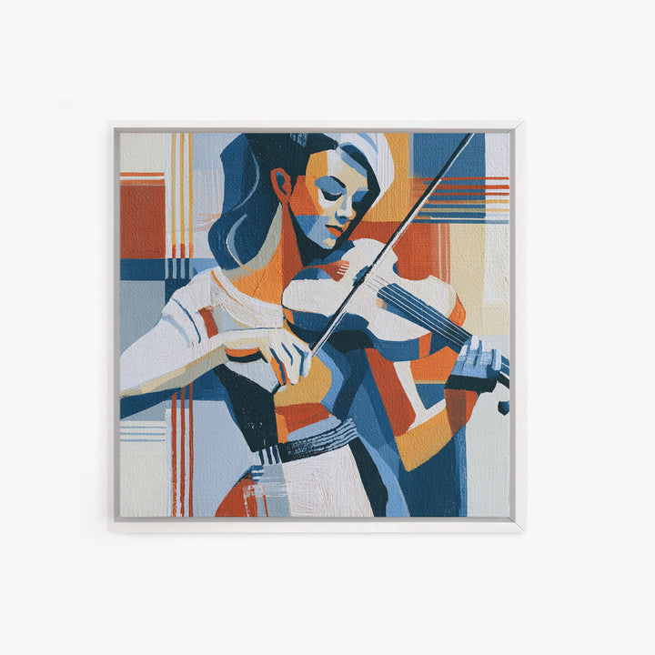 Violinist Painted in Electric Brush Marks Canvas Print, Expressionist Art, Colorful Wall Art, Living Room Decor, Expression, EXP-1x1-13