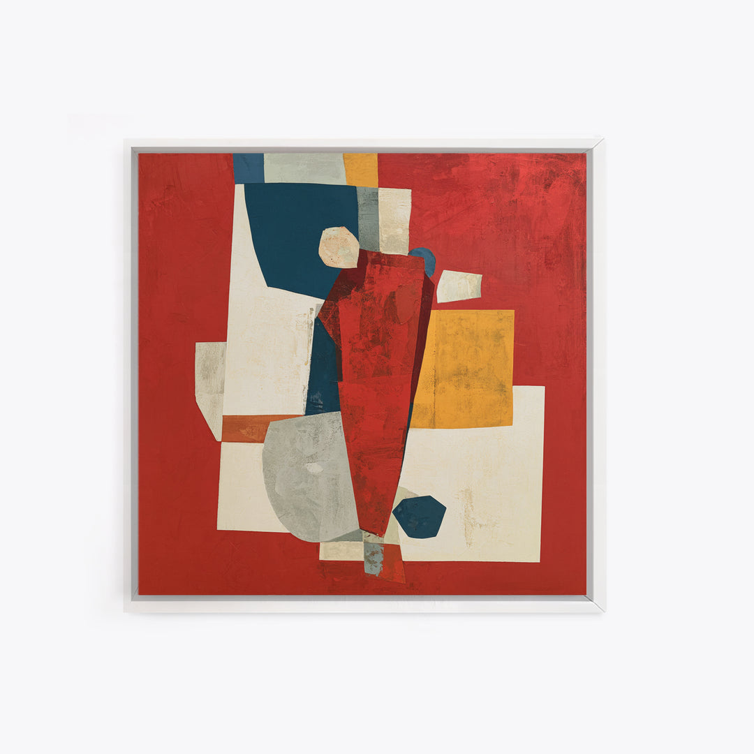Red Room Interior Abstraction Without Realistic Furniture Canvas Print, Expressionist Art, Living Room Decor, Abstract Art, EXP-1x1-19