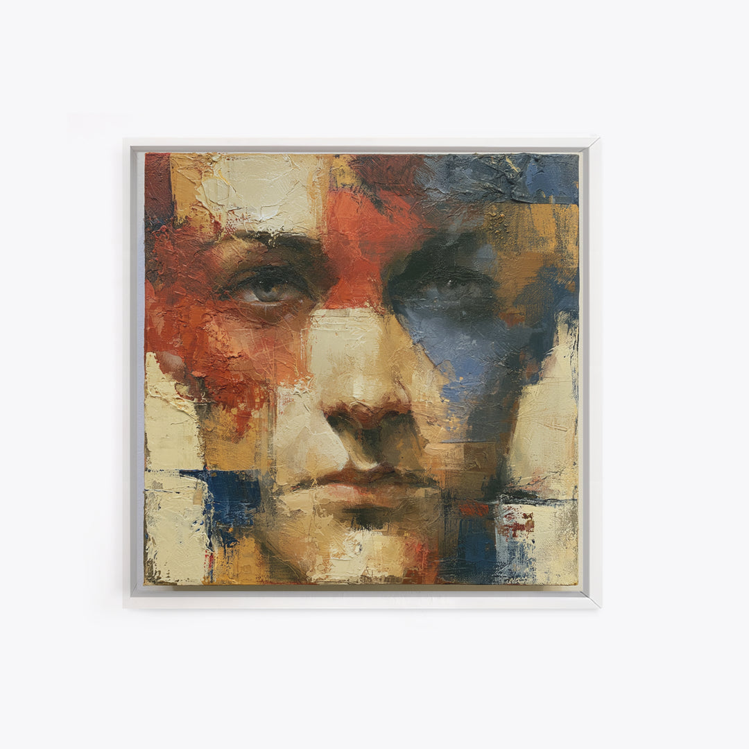 Emotional Portrait with Bold Red and Blue Canvas Print, Expressionist Art, Downloadable Prints, Living Room Decor, Expression, EXP-1x1-50