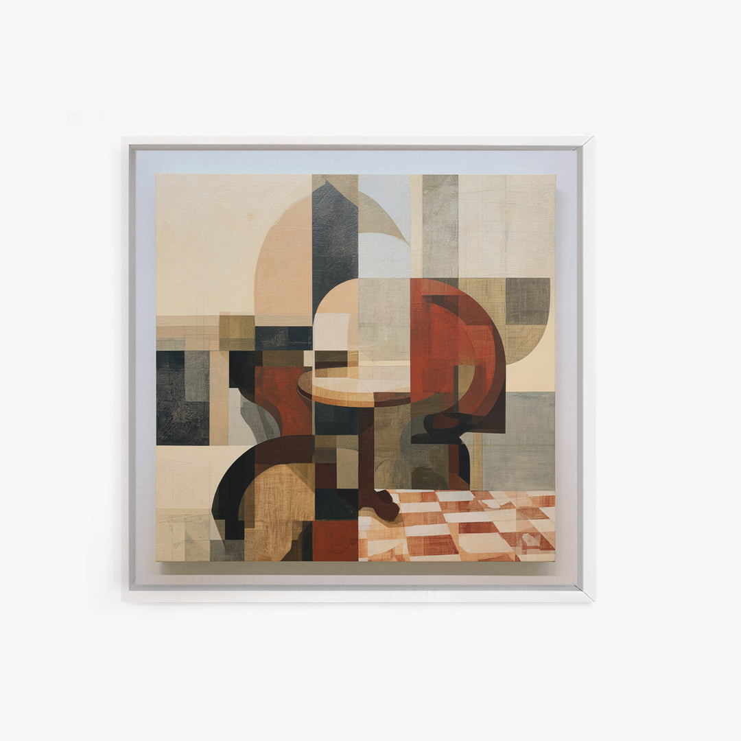 Lonely Caf Table Framed Canvas Print, Expressionist Art, Textured Painting, Living Room Decor, Fine Art, Expression, EXP-1x1-53