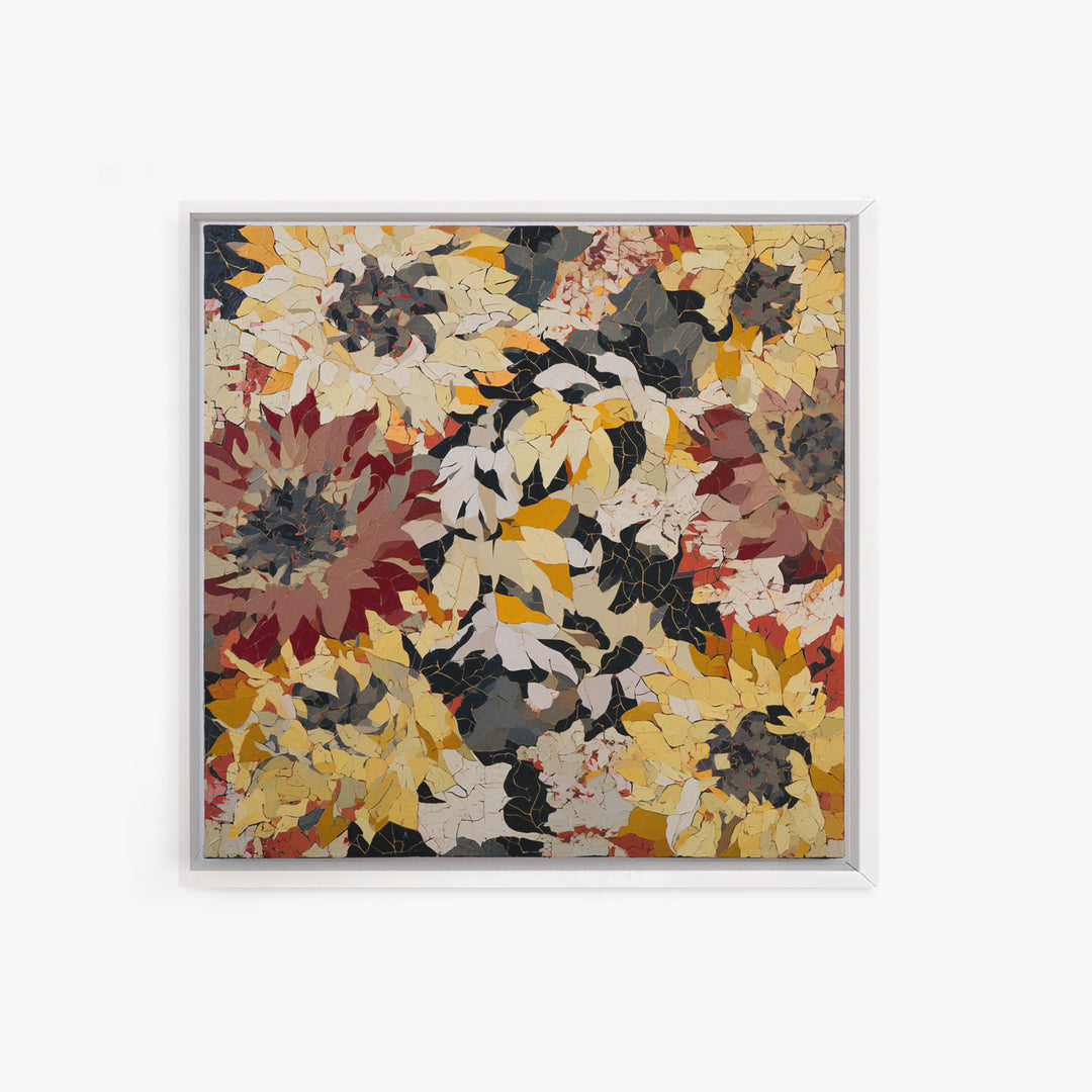 Sunflowers Twisting in Intense Painted Energy Canvas Print, Expressionist Art, Large Wall Art, Living Room Decor, Expression, EXP-1x1-56