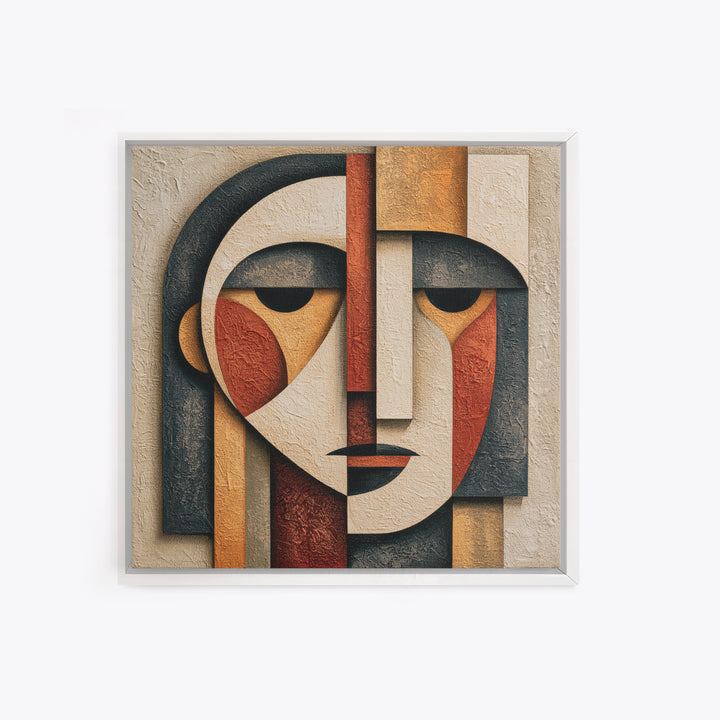 Abstract Face Split by Contrasting Emotions Canvas Print, Expressionist Art, Gallery Decor, Living Room Decor, Expression, EXP-1x1-59