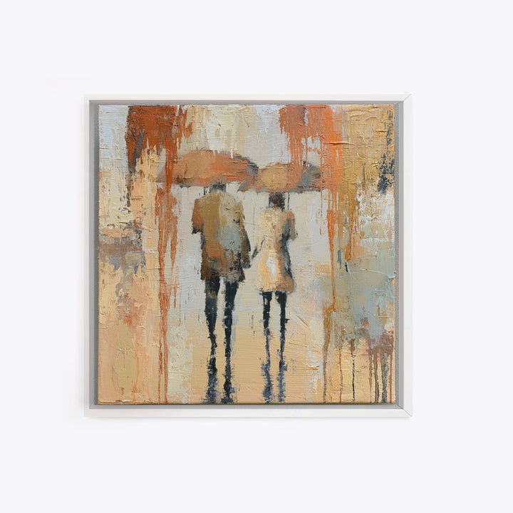 Couple Walking Through Rain Framed Canvas Print, Expressionist Art, Downloadable Prints, Living Room Decor, Expression, EXP-1x1-71