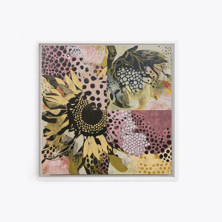 Sunflowers Twisting in Intense Painted Energy Canvas Print, Expressionist Art, Living Room Decor, Expression, EXP-1x1-8