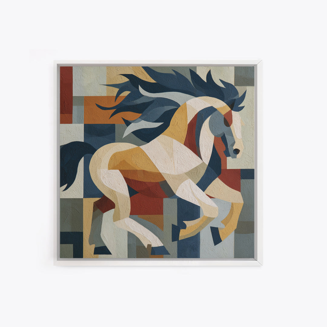 Expressionist Horse in Motion with Wild Mane Canvas Print, Expressionist Art, Boho Decor, Living Room Decor, Oil Painting, EXP-1x1-82