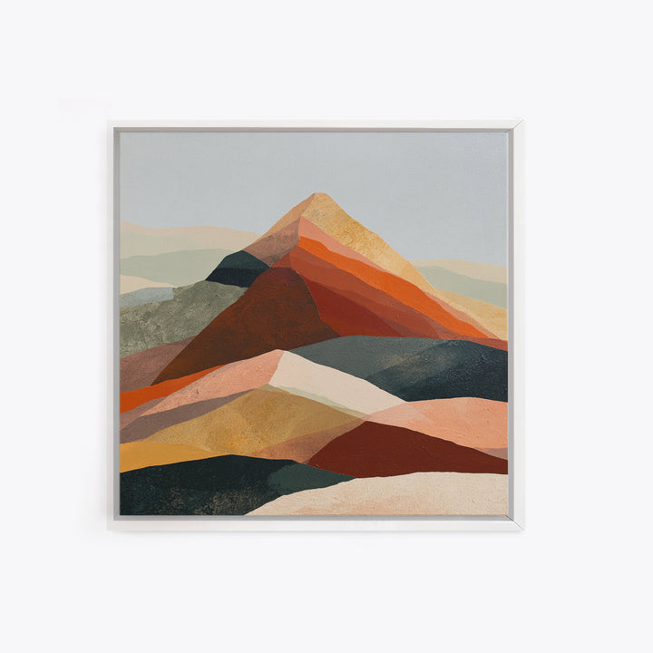 Mountain Landscape in Vibrating Color Bands Framed Canvas Print, Expressionist Art, Wall Art, Living Room Decor, Expression, EXP-1x1-93